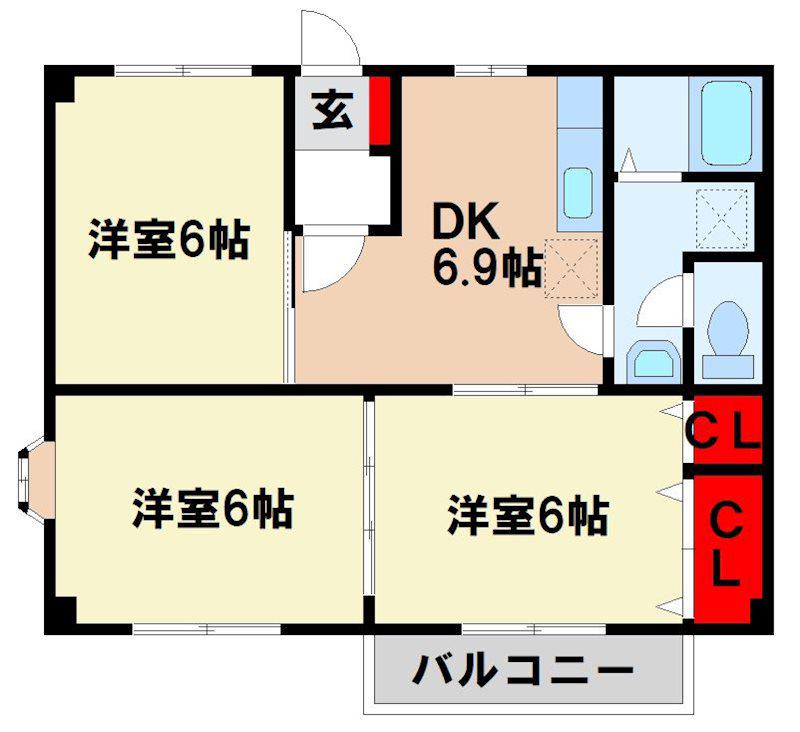 アビリテイー美鈴(3DK/2階)の間取り写真