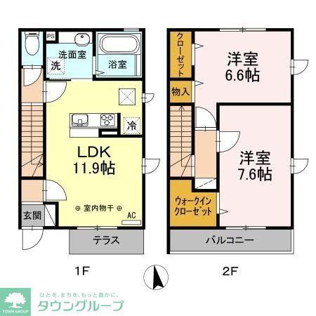 アビータ(2LDK/1階)の間取り写真