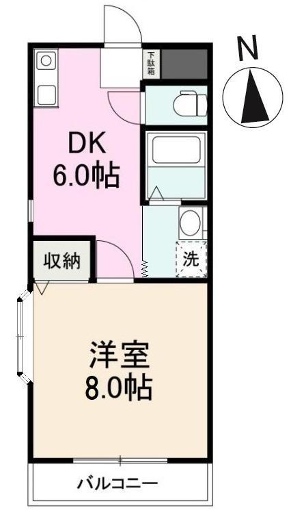 ガーデンハイツ三名弐番館(1DK/3階)の間取り写真