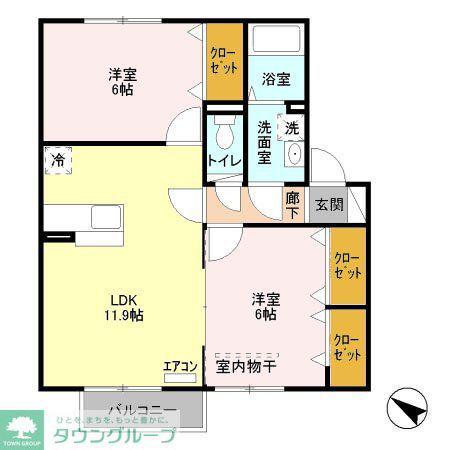ラ・カーサ(2LDK/2階)の間取り写真