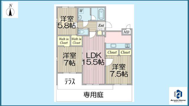 マンシッカ御器所(3LDK/1階)の間取り写真