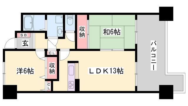 ハーモニー三幸I(2LDK/7階)の間取り写真