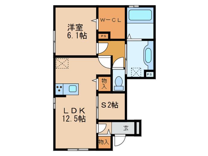VILLA 高畔(1SLDK/1階)の間取り写真