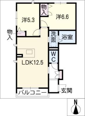 シャーメゾンT&Y(2LDK/1階)の間取り写真