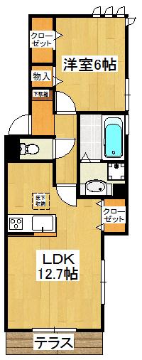 ミーツII(1LDK/1階)の間取り写真