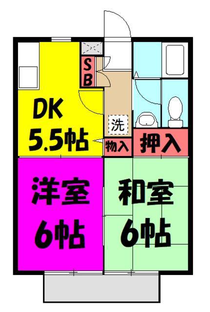 サンヴェール1(2DK/1階)の間取り写真