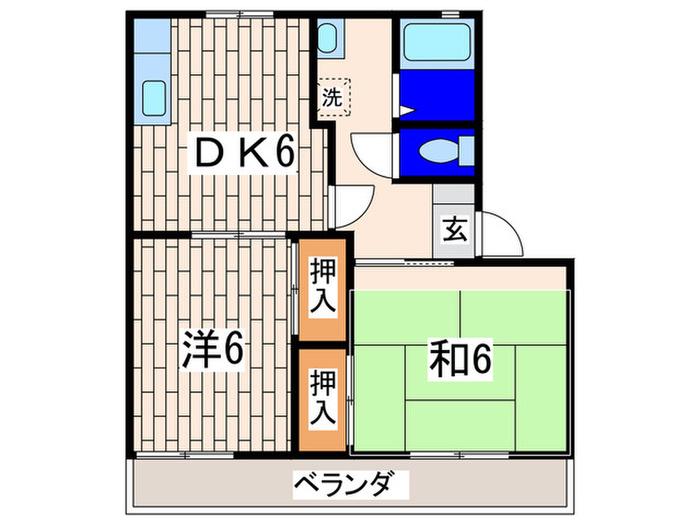 ツーベスト(2DK/2階)の間取り写真