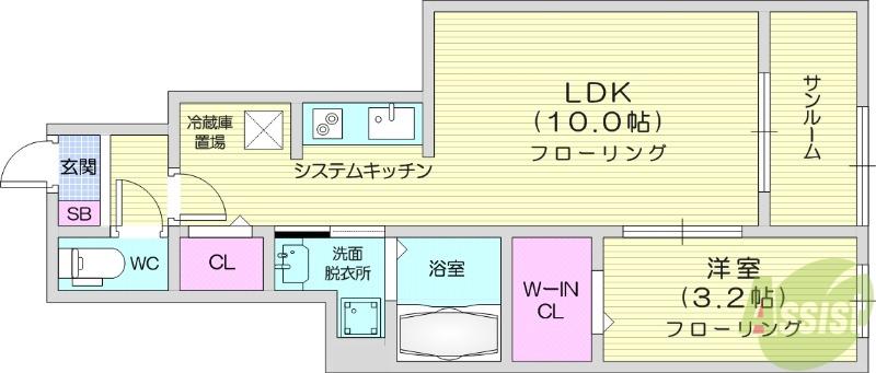 ルーチェフルサワGJ(1LDK/1階)の間取り写真