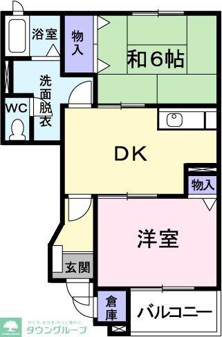 シャルマン富士見が丘(2DK/1階)の間取り写真