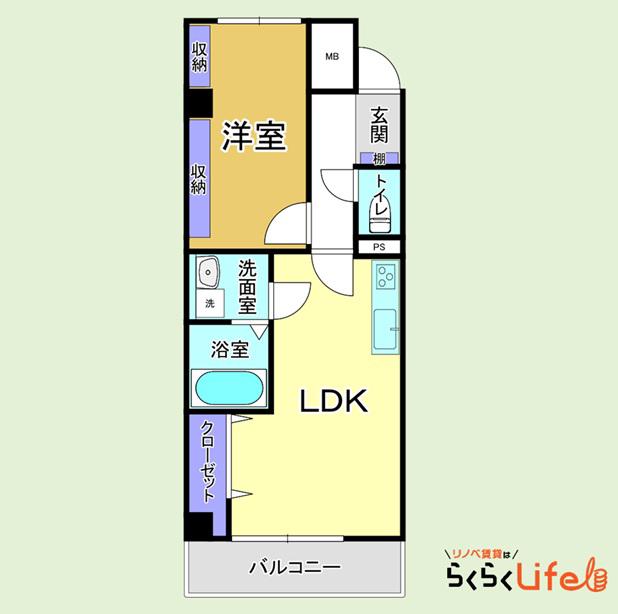 ハイライフ鶴見末吉(1LDK/1階)の間取り写真