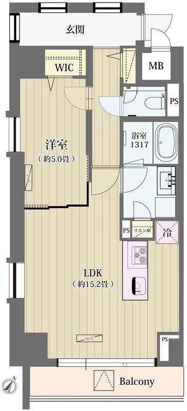 シュトラーレ神山町(1LDK/2階)の間取り写真
