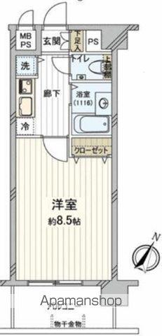 グランドガーラ用賀(1K/1階)の間取り写真
