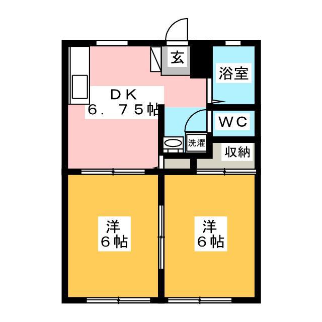 メゾンボヌールA(2DK/1階)の間取り写真