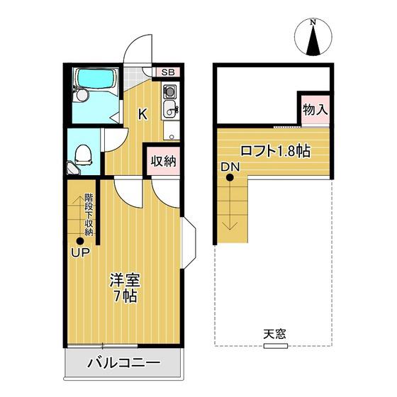 リバーヒルA(1K/2階)の間取り写真