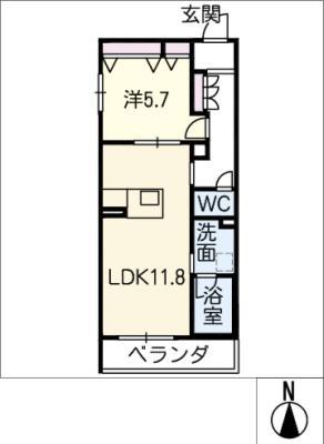 シャーメゾン岩塚(1LDK/2階)の間取り写真