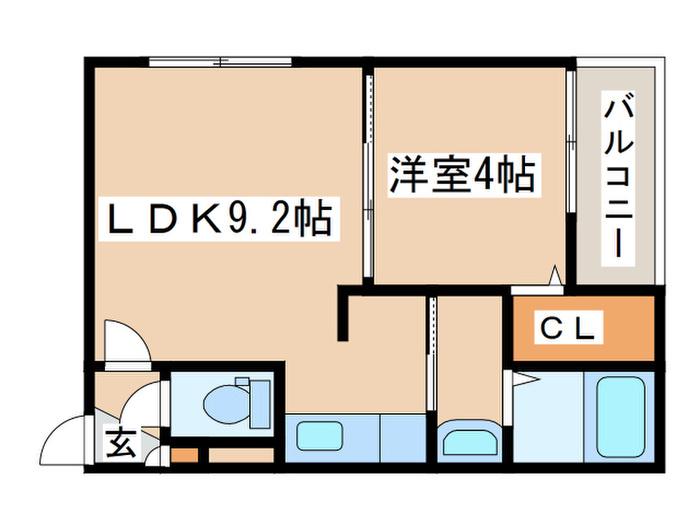 デュークYK山の手(1LDK/1階)の間取り写真