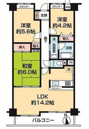 カーサステッソ野田(3LDK/4階)の間取り写真