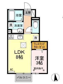 グランディール桜木(1LDK/1階)の間取り写真