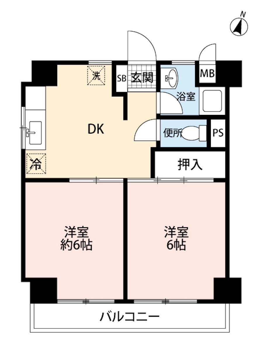 トーア錦糸町マンション(2DK/8階)の間取り写真