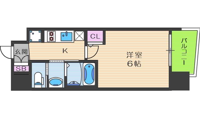 エステムコート梅田茶屋町IIIネクスタ(1K/4階)の間取り写真