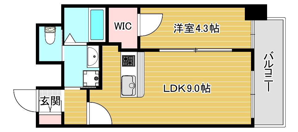 ワールドアイ京町堀(1LDK/13階)の間取り写真