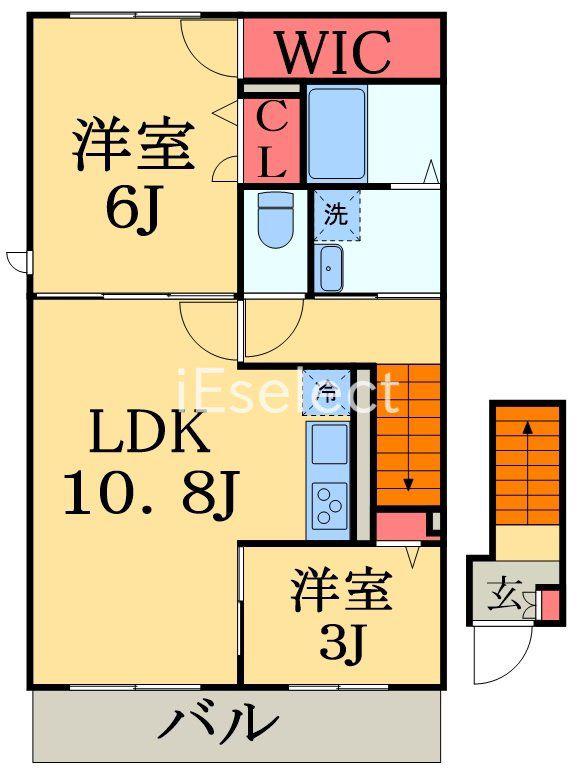 美浜区幸町1丁目PJ(2LDK/2階)の間取り写真