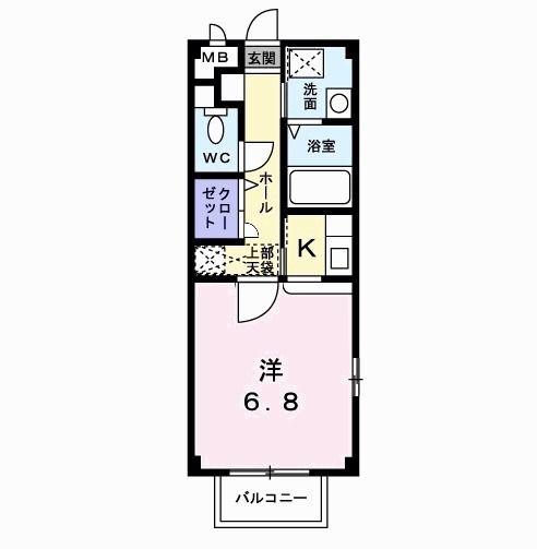 ジュネスハイム奥田A(1K/2階)の間取り写真