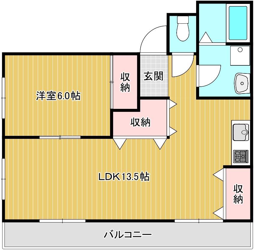 第2太洋マンション(1LDK/2階)の間取り写真