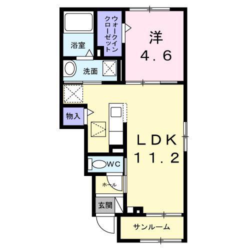 グレイス 八万(1LDK/1階)の間取り写真