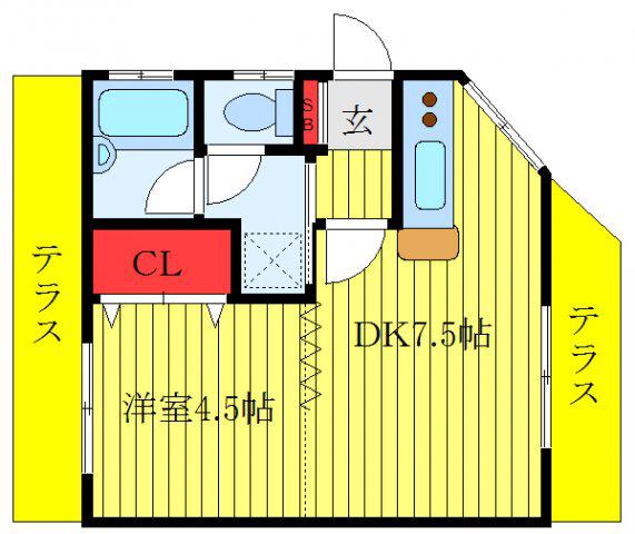 サニーハイツ(1DK/1階)の間取り写真