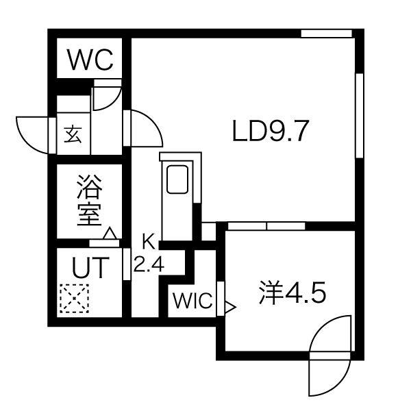 RITZ GRANDE琴似(1LDK/4階)の間取り写真