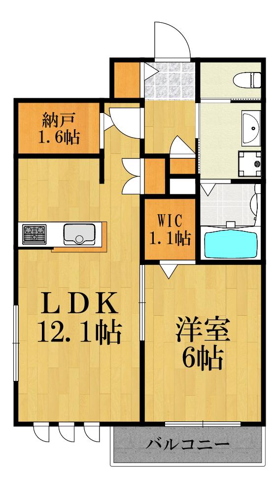 リヴィエール横浜(1LDK/1階)の間取り写真