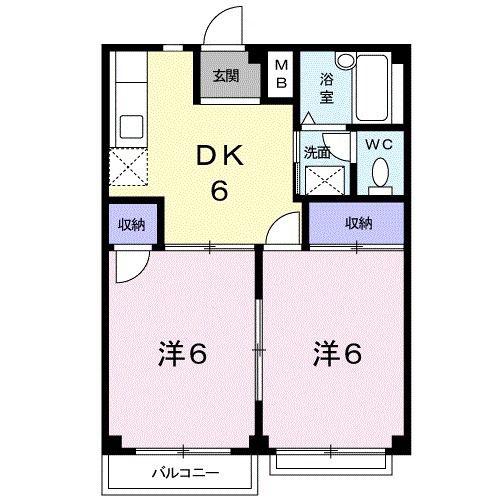 スマイルジョイ(2DK/2階)の間取り写真