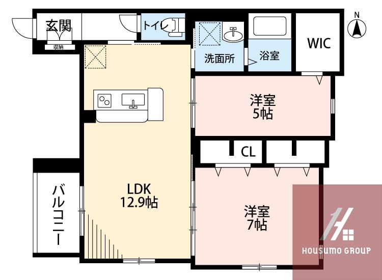 大阪市住吉区長居東1丁目PJ(2LDK/2階)の間取り写真