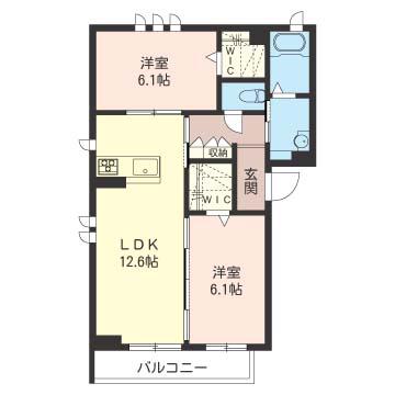 ゆーもれすく(2LDK/1階)の間取り写真