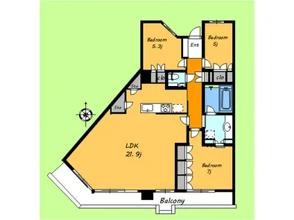 桜上水ガーデンズ(3LDK/14階)の間取り写真