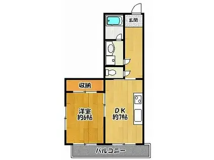 サンマルコ壱番館(1DK/2階)の間取り写真