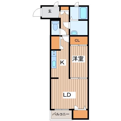 エスアール元町(1LDK/3階)の間取り写真