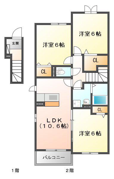 レクイアーレ72 C(3LDK/2階)の間取り写真