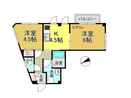 吉岡ビル(2K/2階)の間取り写真