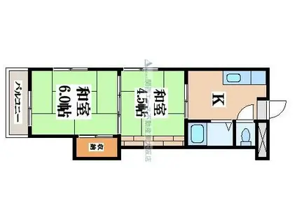 ハイネスト八戸ノ里(2K/2階)の間取り写真