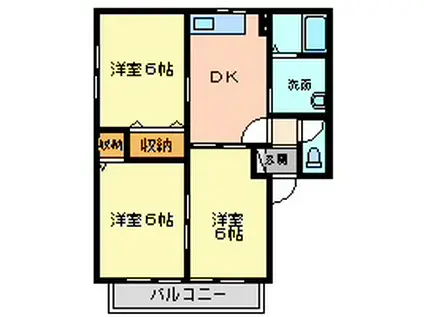 エクセルコートCD(3DK/1階)の間取り写真