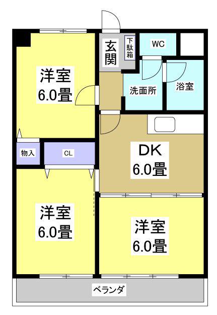 パレロワイヤル(3DK/4階)の間取り写真