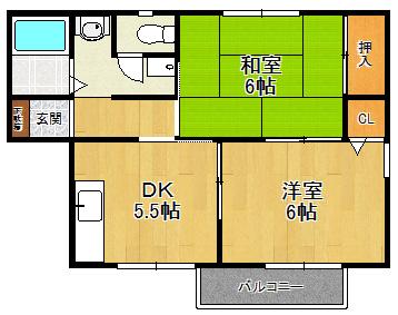 ラフォーレ武庫川(2DK/1階)の間取り写真