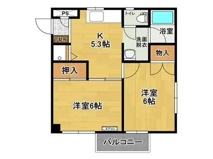 ミドリドエルII(2K/4階)の間取り写真