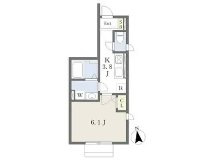 カーサグランデ(1K/1階)の間取り写真