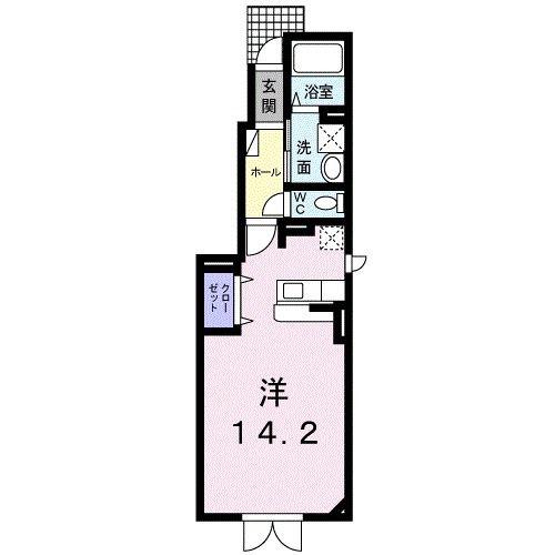 レジデンスひまわり(ワンルーム/1階)の間取り写真