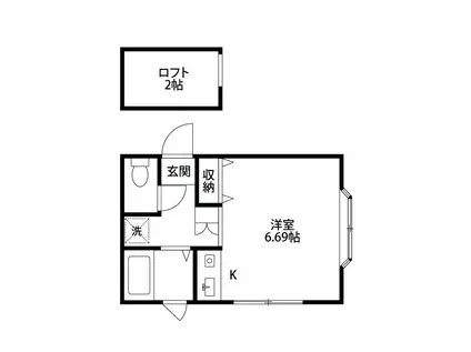 ルーエ鐙西(ワンルーム/1階)の間取り写真