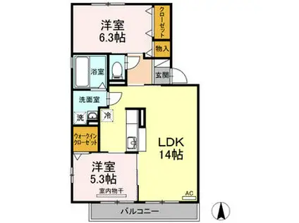 フォーラムワーゴIII・V V(2LDK/2階)の間取り写真