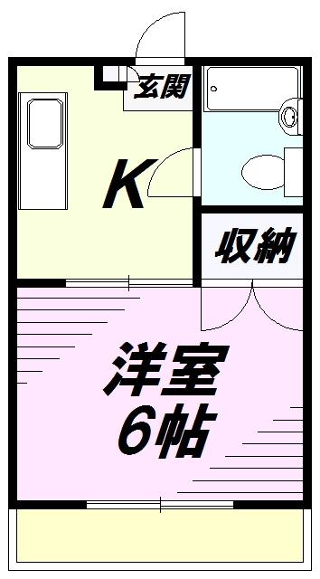 サンライズ北原(1K/2階)の間取り写真